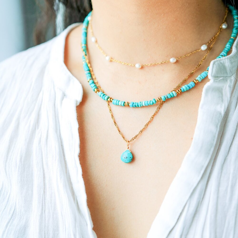Waterproof Pearl Necklace Gold Chain Necklace Dainty Real Baroque Pearl gift her